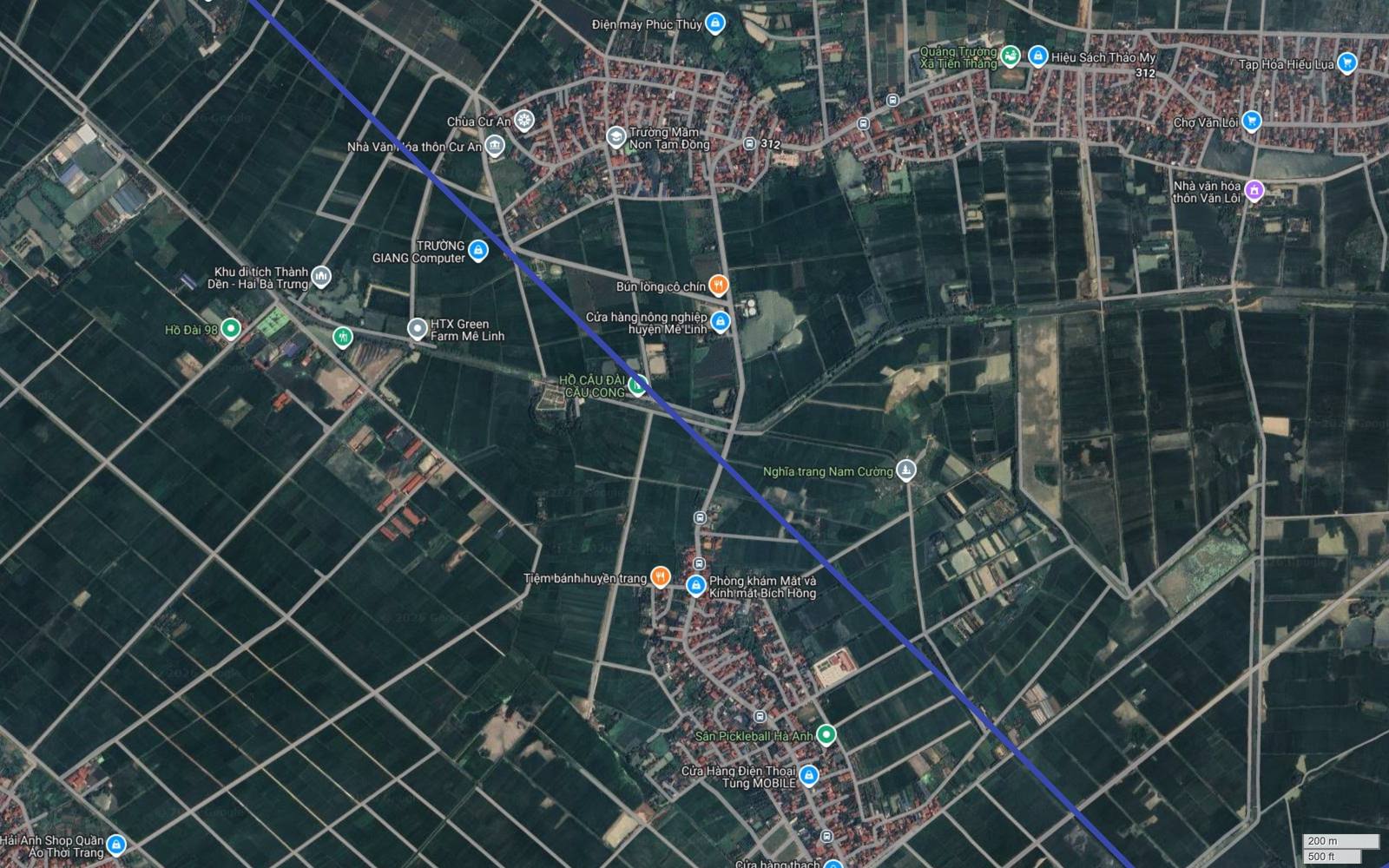 Vùng phụ cận điểm đầu tuyến metro số 9 Hà Nội với thôn Cư An, Chợ Văn Lôi, Quảng trường xã Tiến Thắng và Nghĩa trang Nam Cường